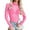 Hot Pink, variant on CAIXIA Valentines Day Women's Long Sleeve Love Print See Through Sheer Mesh Crop Top Tee T Shirts