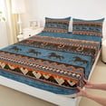 thumbnail image 3 of Homewish Retro Rustic Aztec Twin Sheet Sets,Farmhouse Horse Horseshoe Twin Fitted Sheet,Blue Brown 03 For Men Women,Breathable Home Decor,3 Pieces, 3 of 7