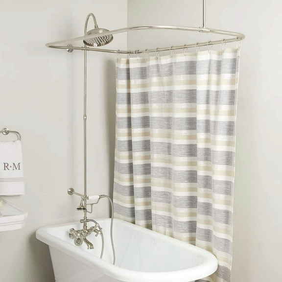 Mason Hill 42 Inch Clawfoot Tub Wall Mount Shower Enclosure with Faucet and Rain Shower Head