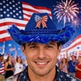 thumbnail image 4 of Yvsxxv Blue Patriotic Star Bow Western Cowgirl Hat, Independence Day Party Hat, 1 Pc, 4 of 7