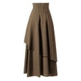 thumbnail image 4 of Sngxgn Women's Casual High Waist Skirt Split Trim Midi Skirts(Khaki,S), 4 of 4