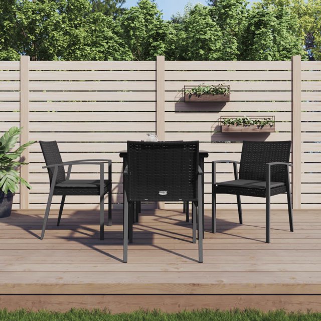 vidaXL 5 Piece Garden Dining Set with Cushions Poly Rattan and Steel