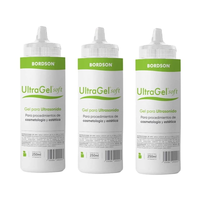 Bordson® UltraGel® Soft - Gel para Ultrasonido/Cavitacion/Radiofrecuencia Tripack de 250ml c/u