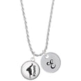 thumbnail image 1 of Delight Jewelry Silvertone Domed Hip Hop Handstand Dance Silvertone Script Initial Disc - E - Charm Necklace, 20"+3", 1 of 4