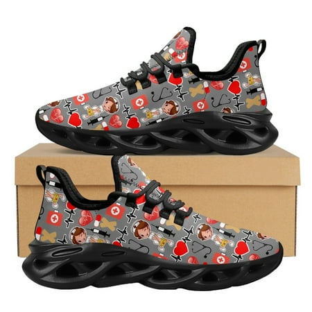 

Lovely Nurse First Aid Design Mesh Running Shoes for Lightweight Wear-Resistant Platform Sneakers Women s Nursing Shoes