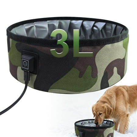 Dog Heated Water Bowl, Foldable Electric Heated Pet Water Bowl for Outdoor Water Heater for Animals