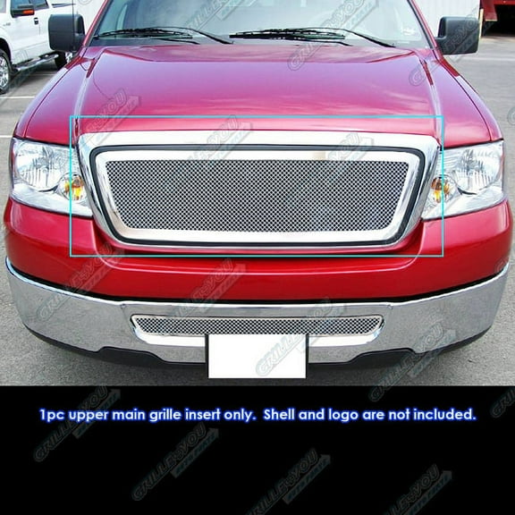APS Compatible with Ford F-150 2004-2008 Main Upper Stainless Steel Chrome Mesh Front Grill Grille Insert F75350T