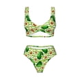 thumbnail image 4 of Daiia Avocado Green Striped Women's Bikini Set Two Piece Swimsuit High Waisted Bikini Adjustable Straps Bikini Perfect for Beach, Pool, and Summer Vacation-Large, 4 of 9