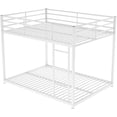 thumbnail image 4 of Metal Bunk Bed Full Over Full with Ladder, Low Bunk Bed Frame with Safety Guard Rails, Sturdy Heavy Duty Full Size Floor Bunk Beds Frames for Teens, No Box Spring Required, 4 of 8