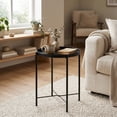 thumbnail image 2 of Buro Mesa de Centro Blanca con Bandeja Mesa Auxiliar de Metal,Negro FurnitureR Moderno, 2 of 7