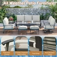 thumbnail image 5 of HOMREST Outdoor Furniture Thickened Cushion 360 Degree Swivel Rocking Patio Chairs with Ottomans and 3-Seat Sofa, Loveseat, Coffee Side Table, 8 PCS Metal Conversation Set for Garden, Deck, Poolside, 5 of 9