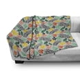 thumbnail image 3 of Tropical Soft Flannel Fleece Throw Blanket, Monstera Leaves with Tropical Botanical Elements Colorful Illustration Hawaii, Cozy Plush for Indoor and Outdoor Use, 60" x 80", Multicolor, by Ambesonne, 3 of 6