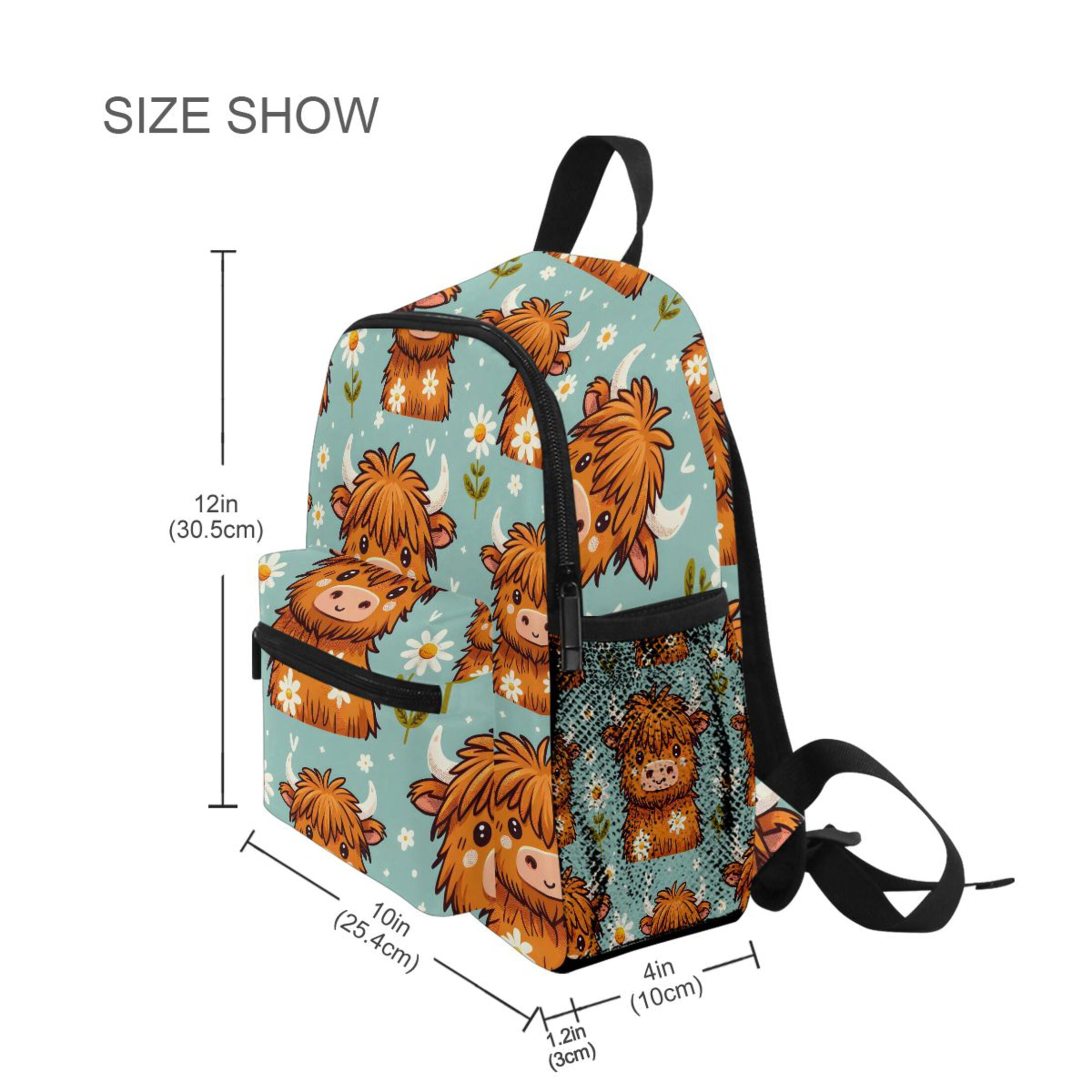 ALAZA Cute Cow with Daisy School Backpack Small Bookbag Mini Bags
