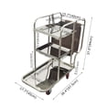 thumbnail image 3 of Techtongda Janitor Cart with Bag 3 Shelf Housekeeping Cart Cleaning Supply Trolley Stainless Steel, 3 of 10
