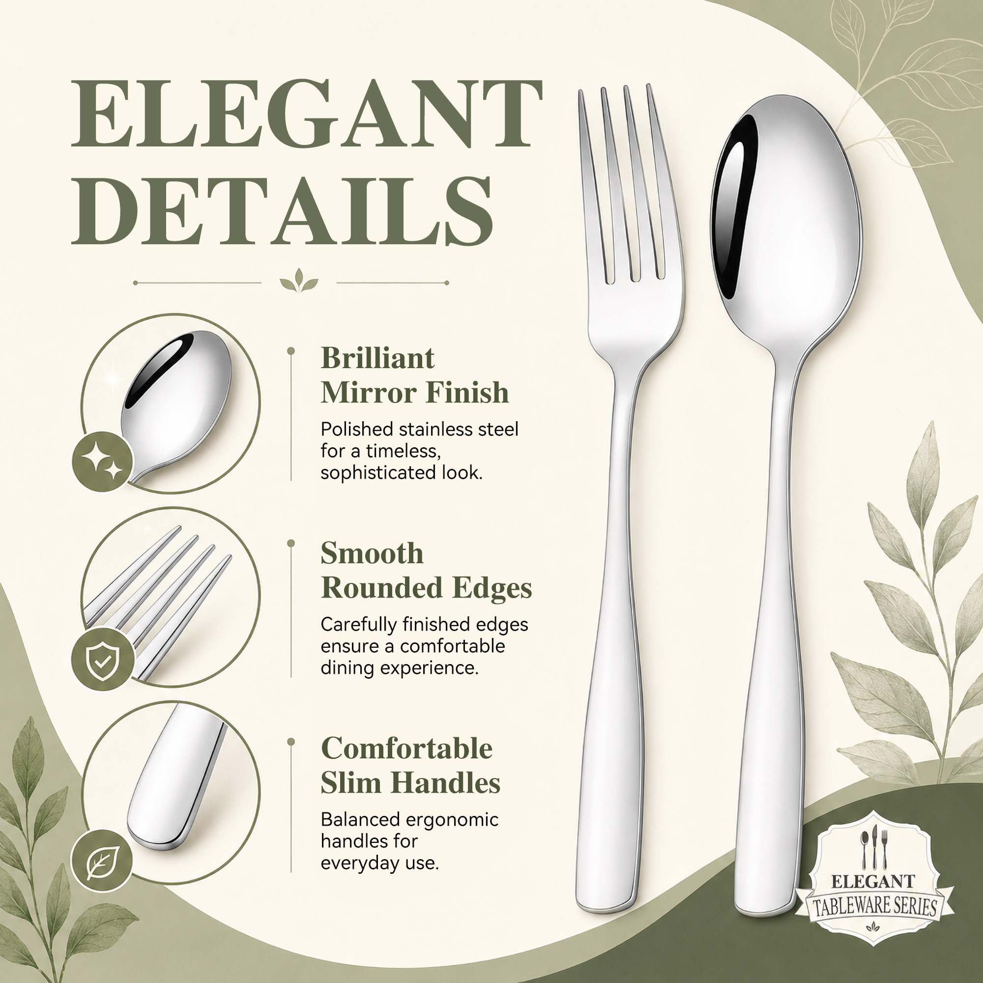TINANA 30-Piece Stainless Steel Flatware Set For 6 photo 6