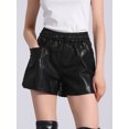 thumbnail image 2 of DARING DIVA Women's Faux Leather Elastic High Waist PU Shorts L Black, 2 of 6