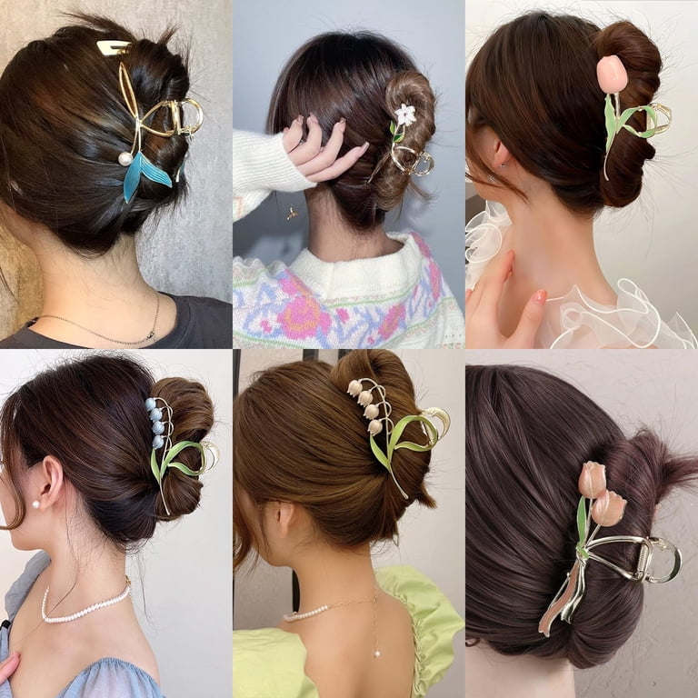 6 Pcs Flower Metal Claw Clips, Jademall Large Tulip Nonslip  display picture 3