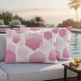 thumbnail image 5 of Outdoor Waterproof Pillow Covers Watercolor Pink Hexagon Decorative Throw Pillow Protectors,Pillowcase Cushion Cases for Patio Sofa Garden Couch,20x12in,Pack of 2, 5 of 14