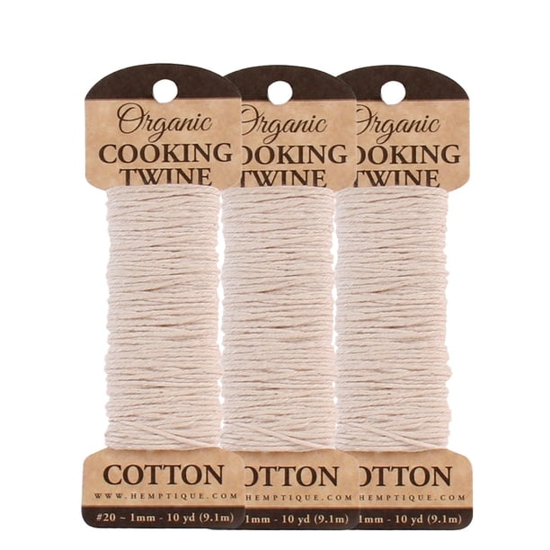 Hemptique Organic Cotton Cooking Twine Cards for Crafts (3Pack