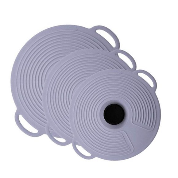 Ensemble de Couvercles en Silicone pour Conservation Fraîche, 3 Pcs Couvercles Extensibles Anti-Déversement pour Casseroles, Bols et Vaisselle – par Goohae