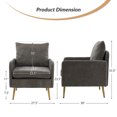 thumbnail image 5 of Upholstered Accent Chair Removable Back Seat Cushion Armchair Lounge Sofa Golden Legs Living Room Bedroom Grey, 5 of 7
