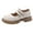 Beige, variant on Girls Casual School Shoes Classic Round Toe with Two-Strap Buckle Design for Daily Wear and Playground Use Soft Sole Lightweight Leather Shoes