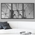 thumbnail image 2 of wall26 - 3 Piece Framed Canvas Wall Art - Brooklyn Bridge New York City, USA in Black and White - Modern Home Art Stretched and Framed Ready to Hang - 24"x36"x3 Black, 2 of 5