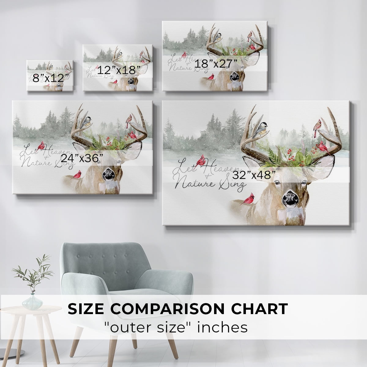 Holiday Deer Collection A- Gallery Wrapped Canvas