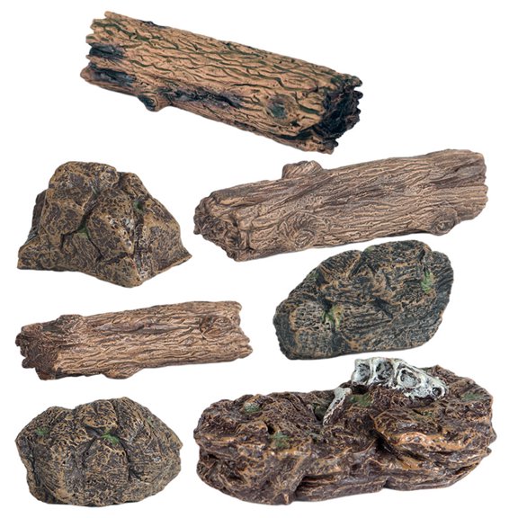 Raindrops 7pcs Micro Landscape Adornment Mini Stone Trunk Model Miniature Scene Decorative Models