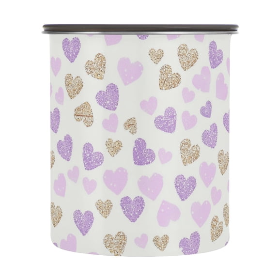 Stainless Steel Food Storage Canister Airtight Vacuum Seal Container with Silicone Gasket Glitter Heart Pattern 900ml