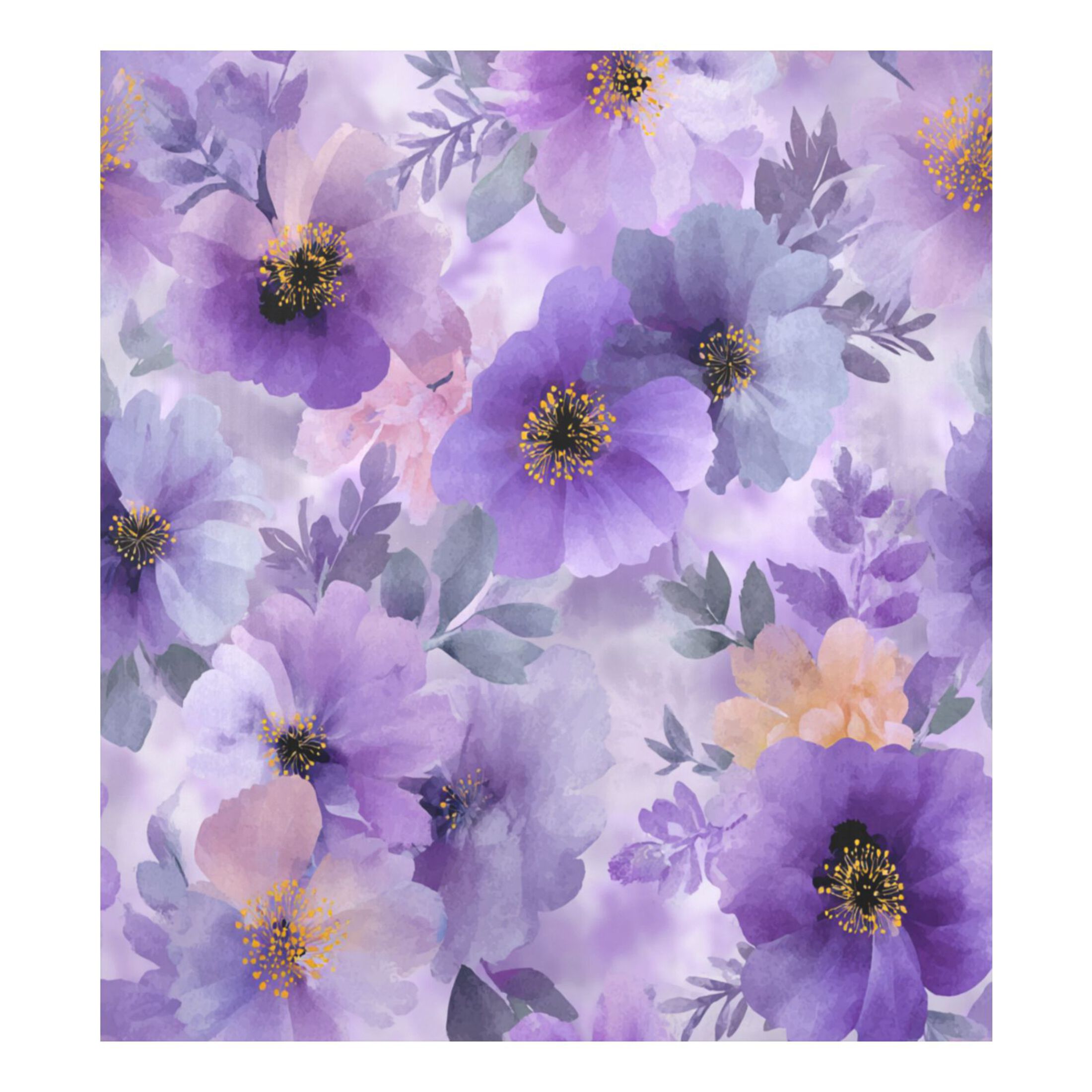 Dishwasher Magnetic Refrigerator Magnet Cover Sticker Home Decorative 23"x26" Dreamy Purple Watercolor Floral