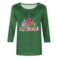thumbnail image 4 of Bcresic Glitter Merry Christmas Shirts for Womens Cute Bright Xmas Tree Graphic Tshirts Trendy Crewneck 3/4 Sleeve Tops Classic Cotton Pullover Tees Xmas Holiday Tunic T-Shirt Gifts,#01_Green,Small, 4 of 4