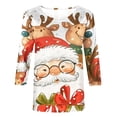 thumbnail image 4 of GERsome Christmas Shirts Clearance Women's 3/4 Sleeve T Shirts Cute Snowman Print Casual Crew Neck Tops Funny Xmas Vacation Loose Fit Tees Size M, 4 of 5