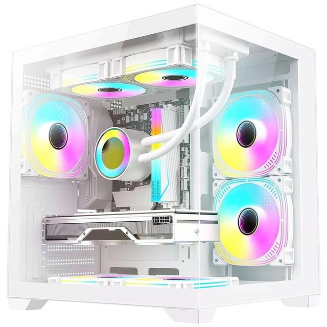 Gabinete Gamer XZEAL PANZER II CUBO Micro ATX Mini Torre 3 Fan Cristal Templado RGB blanco