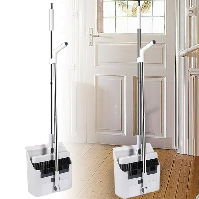 Household Floor Brush and Dustpan Combo Set with Stainless Steel Handle for Efficient Home Cleaning