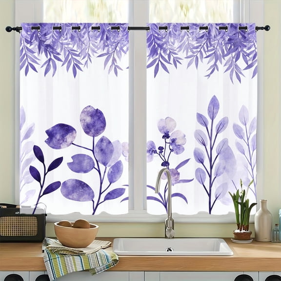 WNOOHIY Watercolor Floral Botanical Grommet Blackout Curtains, Thermal Insulated Noise‑Reducing Room Darkening Curtain Drapes for Bedroom Living Room, 2Pcs