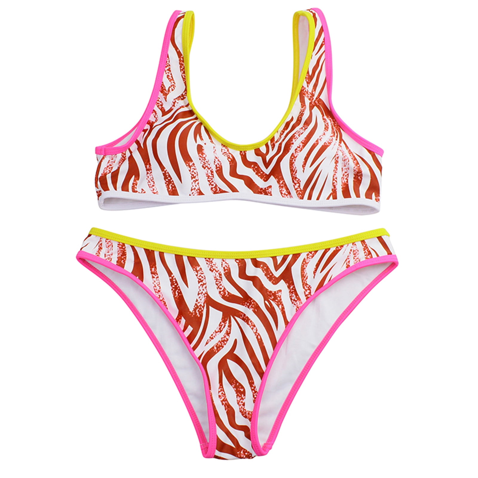 VKEKIEO TwoPiece Sets Swimsuit Sport Bra Style BackSmoothing Red M