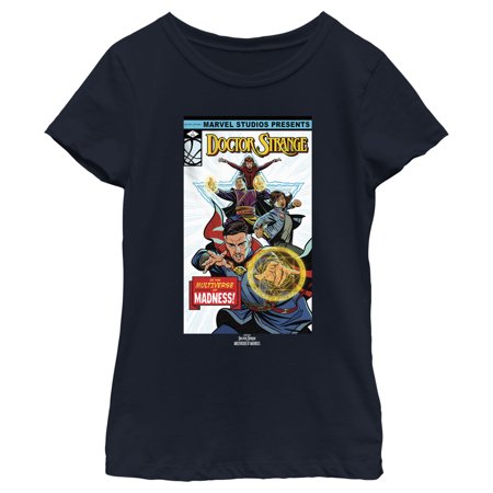 Girl s Marvel Doctor Strange in the Multiverse of Madness Comic Cover Graphic Tee Navy Blue X Large
