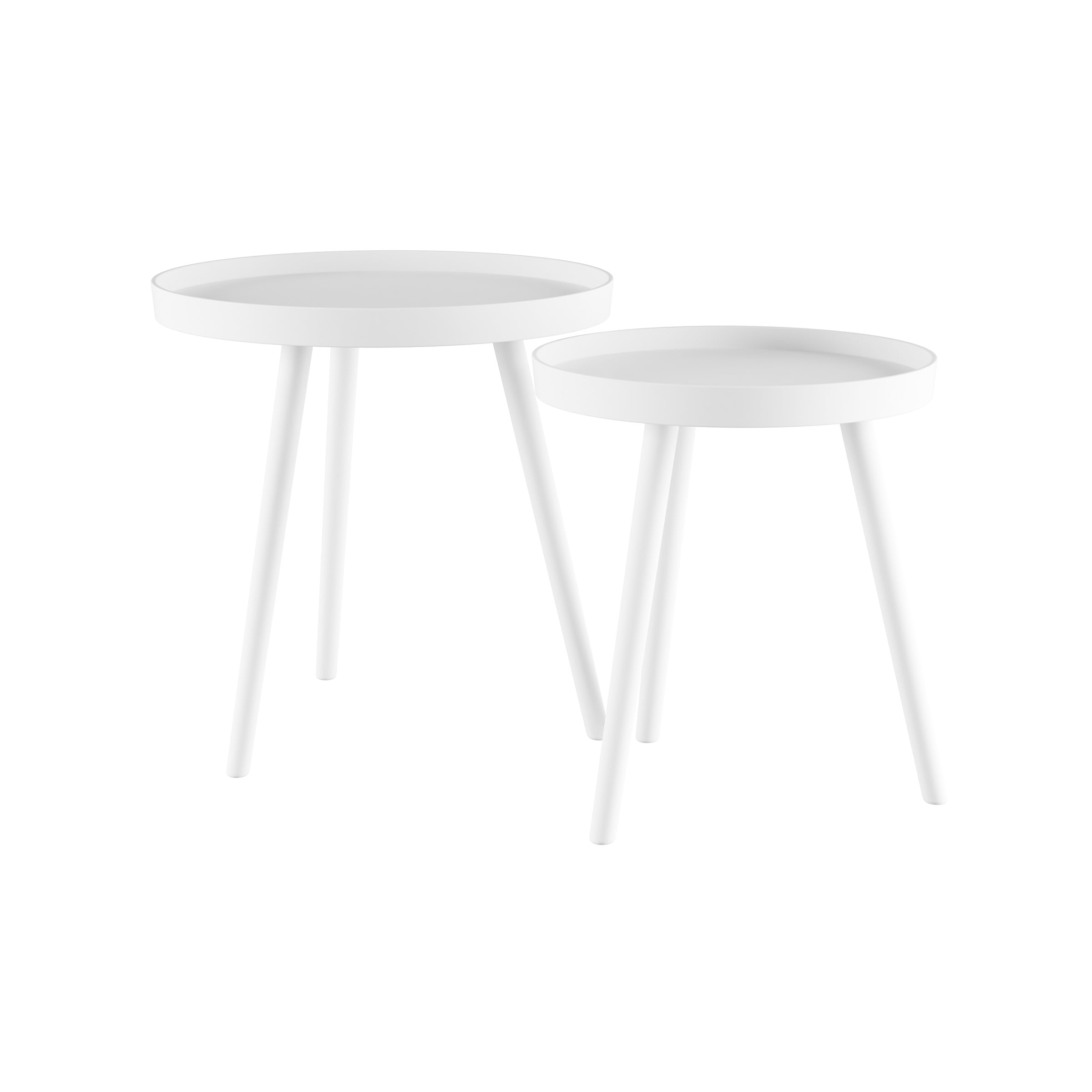 Lavish Home Nesting End Tables Circular Contemporary Decor, Set of 2 (White)