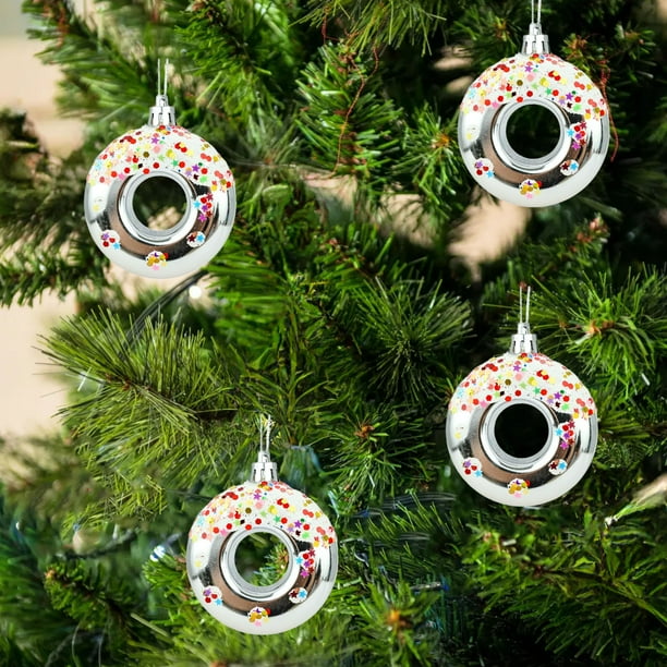 Adornos navideños, adornos navideños, regalos navideños, decoración navideña, adorno de estrella de plástico para árbol de Navidad, decoración colgante para árbol de Navidad, donut, caramelo, bagel, d