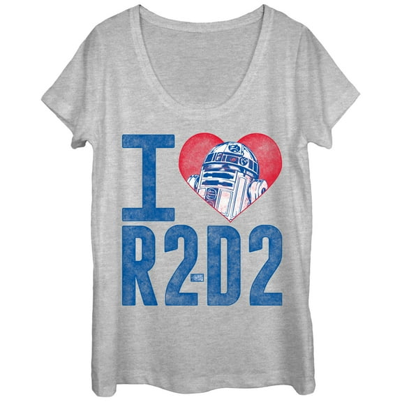 Women's Star Wars I Love R2-D2  Scoop Neck Athletic Heather Medium