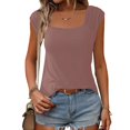 thumbnail image 5 of ECZHAW Women Summer Tops Cute Square Neck Tank Tops Loose Dressy Casual Shirts Cap Sleeve Tunic Tops,, 5 of 7