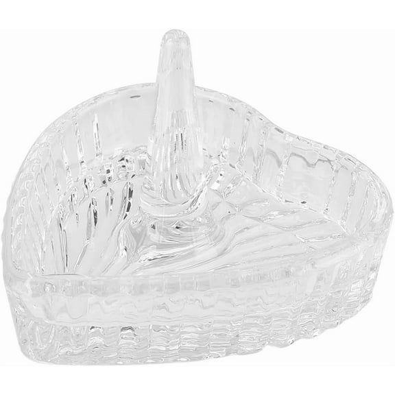 Glass Heart Ring Holder Jewelry Trinket Tray for Wedding Jewelry Display Decor Gift Clear