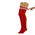 thumbnail image 3 of Colorful Thigh High Socks for Women Over The Knee Warm Long Boot Socks 3 Pairs - (Black-Red-Ecru), 3 of 7