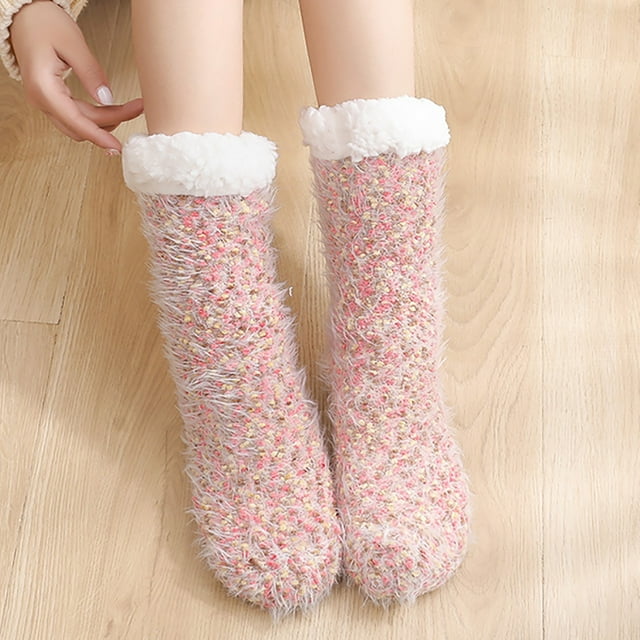 Qulqfy Socks for Girls 10-12 Years Fuzzy Fluffy Orange Winter Fall Spring Socks Womens Running Socks