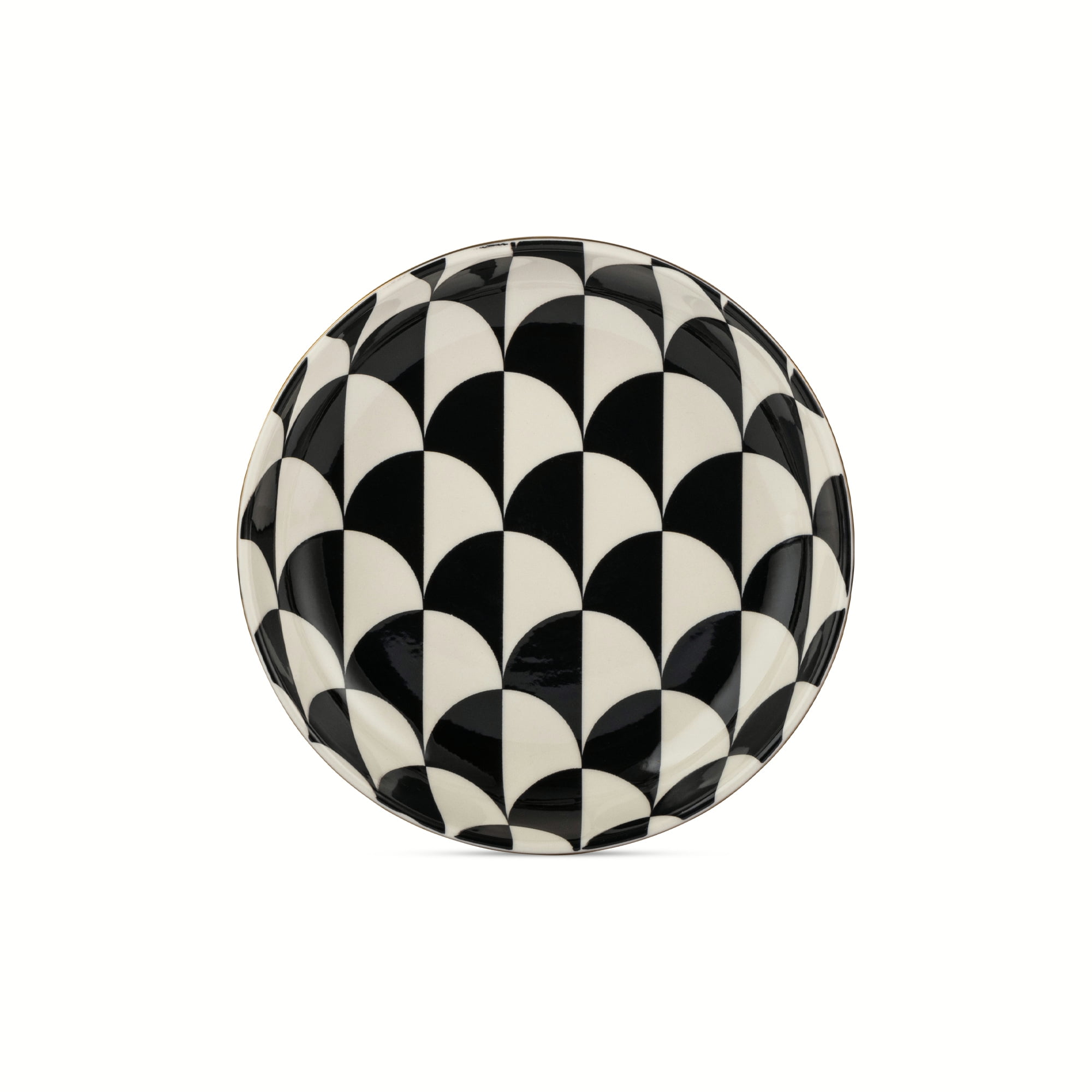 Thyme & Table Emmett 3-Piece Ceramic Nesting Low Bowl Set, Black and White