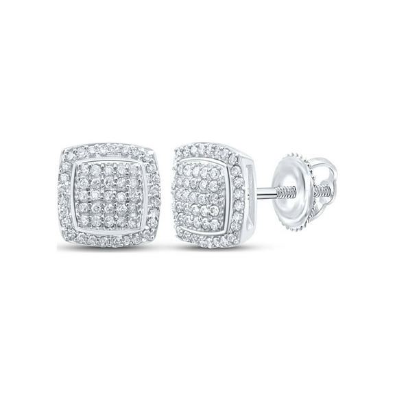 Macey Worldwide Jewelry Silver Diamond Square Earrings 1/3 Ctw