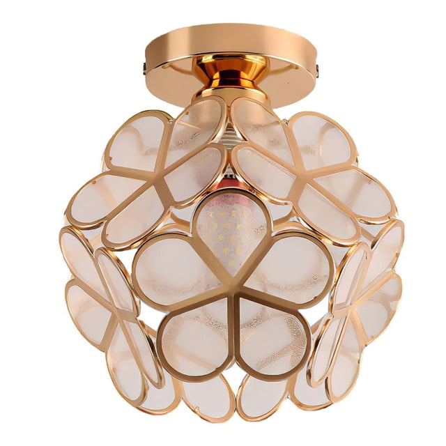 Billuyoard Pétalos de cristal esmerilado LED Luz de techo 220V Luz de pasillo LED Luz de techo dorada Accesorio de lámpara de pasillo Equipo sin bombilla Iluminación y accesorios Billuyoard HA014111-00