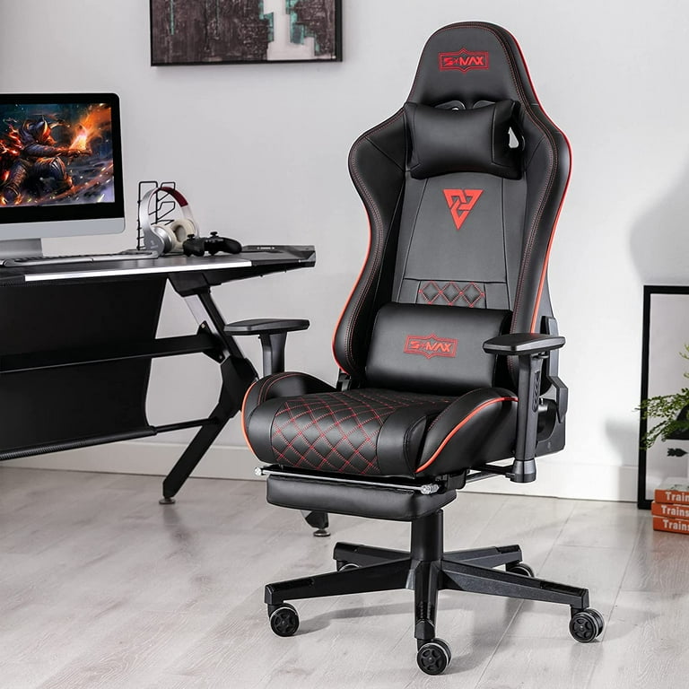 Gaming Chair with Bionic Headrest and Lumbar Pillow,Racing Style PU Leather  Ergonomic Gamer Chair with Footrest,High Back Game Chair with 3D