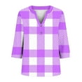 thumbnail image 5 of Plus Size Women's Casual Printed 3/4 Sleeve V-Neck Blouse Shirt Top Fashionable and Comfortable Loose Fit Tunic for Women | CSEONE,Purple XL, 5 of 8